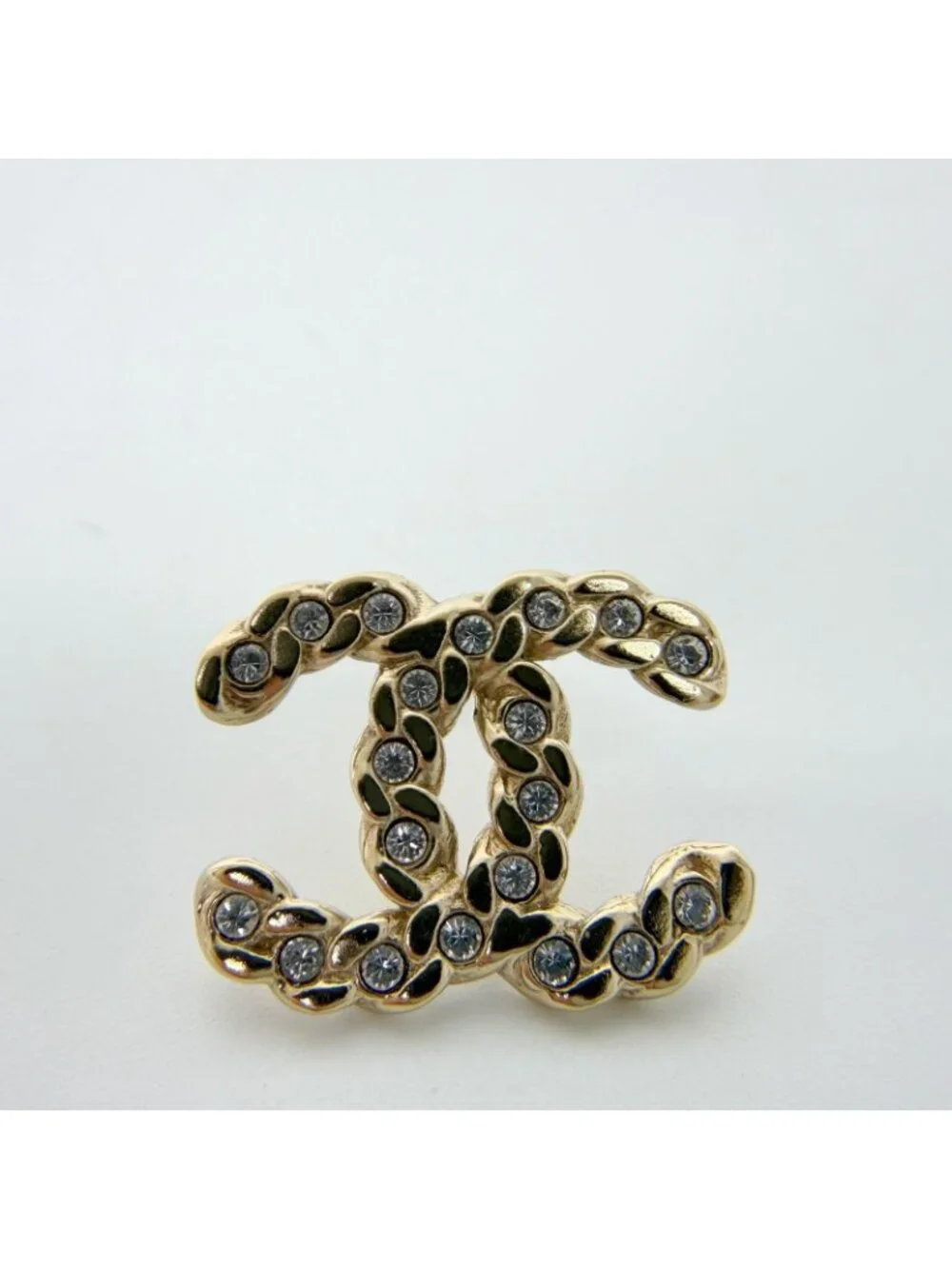 Chanel CC Logo Single Pierced Earrings Plated Gold Vintage